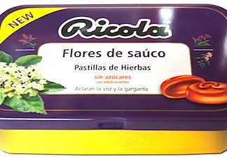 Ricola caramelos de flores de sauco sin azucar. Lata de 60g Ricola